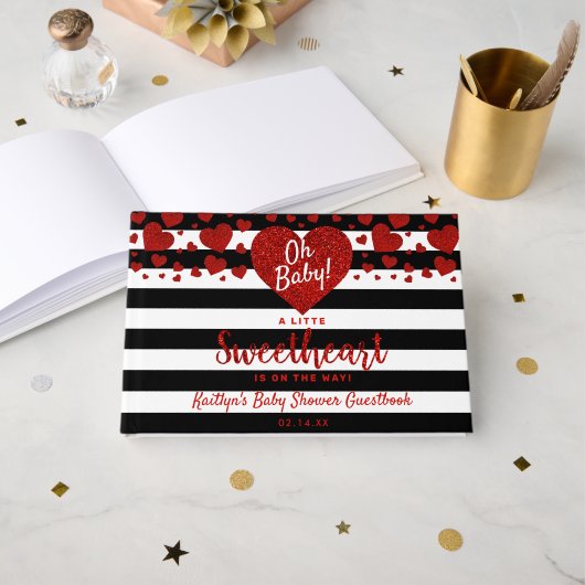Little Sweetheart Valentine's Day Baby Shower ゲストブック (正面見開き)