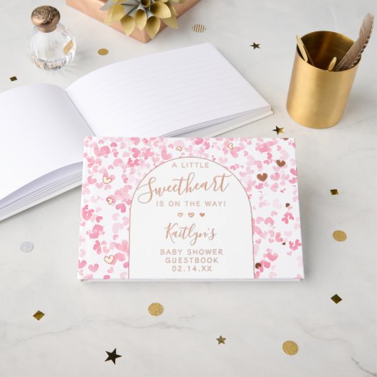 Little Sweetheart Valentine's Day Baby Shower ゲストブック (正面見開き)