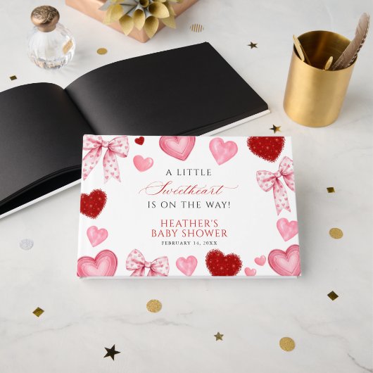 Little Sweetheart Valentines Day Baby Shower ゲストブック (正面見開き)