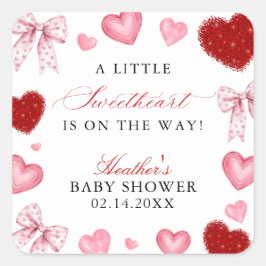 Little Sweetheart Valentines Day Baby Shower スクエアシール