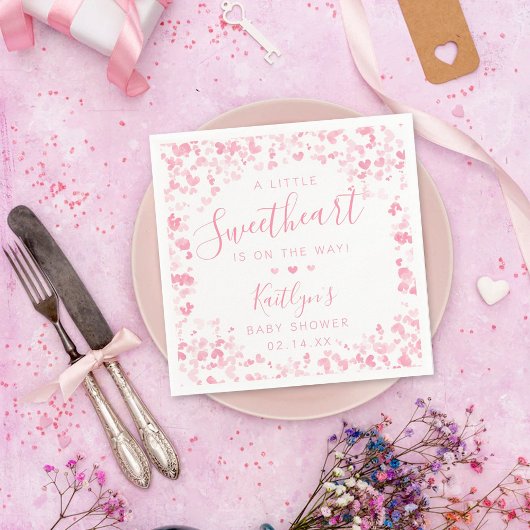 Little Sweetheart Valentine's Day Baby Shower スタンダードカクテルナプキン