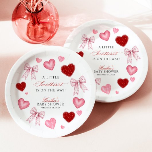 Little Sweetheart Valentines Day Baby Shower ペーパープレート