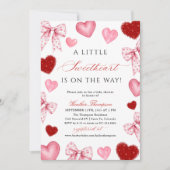 Little Sweetheart Valentines Day Baby Shower 招待状 (正面)