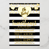 Little Sweetheart Valentine's Day Baby Shower 箔招待状 (正面)