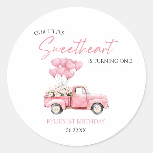 Little Sweetheart Valentine's Day Birthday Party ラウンドシール (正面)