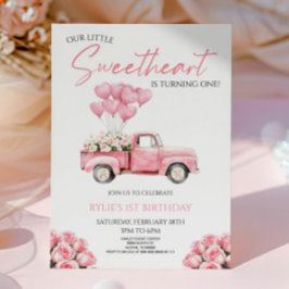 Little Sweetheart Valentine's Day Birthday Party 招待状