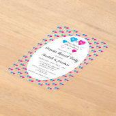 Little Sweetheart Valentine's Day Gender Reveal アクリル招待状 (レイダウン)