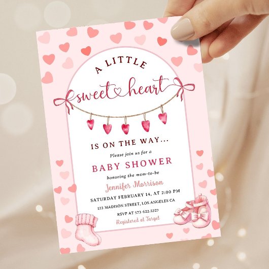 Little Sweetheart Valentine's Day Girl Baby Shower 招待状
