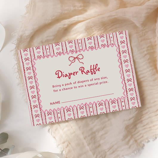 Little Sweetheart Valentines Diaper Raffle Card エンクロージャーカード