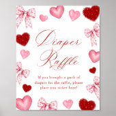 Little Sweetheart Valentines Diaper Raffle Sign ポスター (正面)