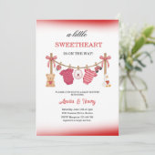 Little Sweetheart Valentines Girl Baby Shower  招待状 (スタンド正面)