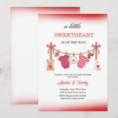 Little Sweetheart Valentines Girl Baby Shower  招待状 (正面/裏面)