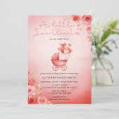 Little Sweetheart Valentines Girl Baby Shower 招待状 (スタンド正面)