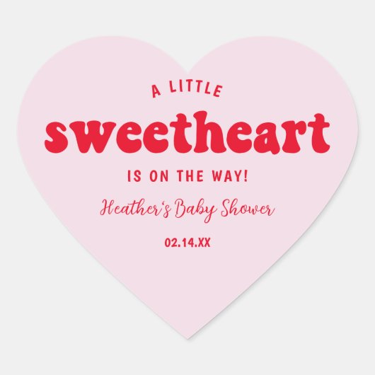 Little Sweetheart Valentines's Day Baby Shower ハートシール (正面)