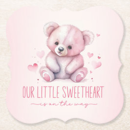 Little sweetheart water color bearベビーシャワー ペーパーコースター