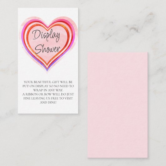 Little Sweetheart Water Color Displayベビーシャワー エンクロージャーカード (正面/裏面)