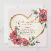 Little Sweetheart Wood Sliceバーチャル赤ちゃんシャワー 招待状 (正面)