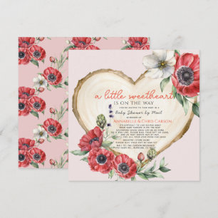 Little Sweetheart Wood Slice Baby Shower by Mail I 招待状
