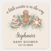 Little Sweetie Gingerbread Baby Shower スクエアシール (正面)