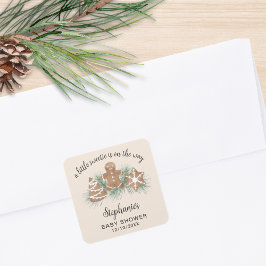 Little Sweetie Gingerbread Baby Shower スクエアシール