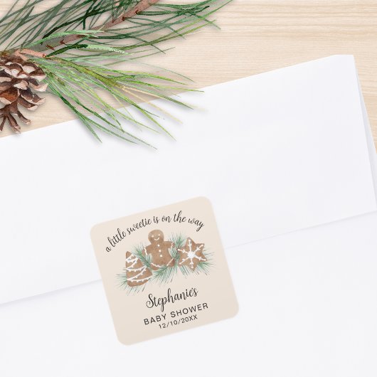 Little Sweetie Gingerbread Baby Shower スクエアシール