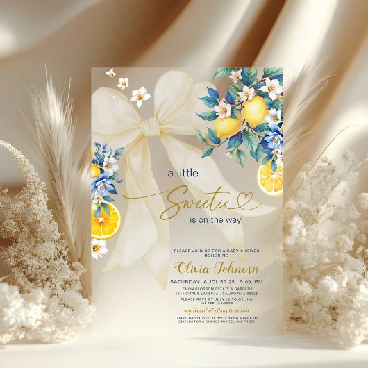 Little Sweetie Mediterranean Citrus Baby Shower アクリル招待状