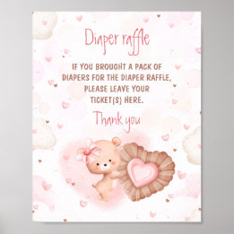 Little Sweetie Pink Baby Shower Diaper Raffle Sign ポスター