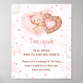 Little Sweetie Pink Baby Shower Game Time Capsule  ポスター