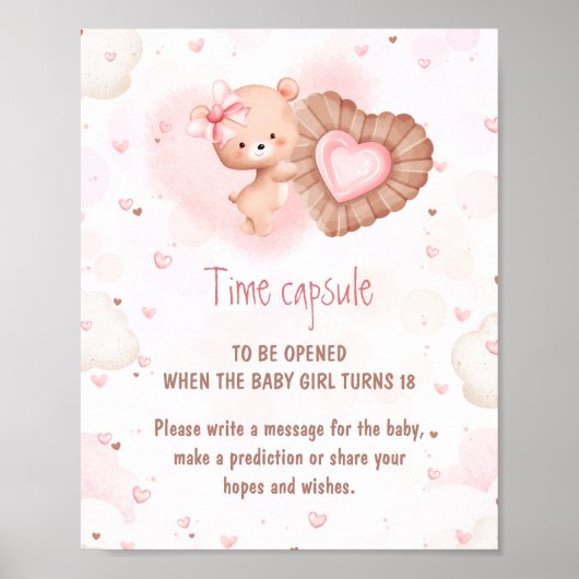 Little Sweetie Pink Baby Shower Game Time Capsule  ポスター (正面)