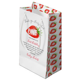 Little Sweetie Strawberry 1st Birthday Thank You スモールペーパーバッグ