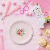  Little Sweetie 🍉 Watermelon Floral Baby Shower ペーパープレート (パーティー)