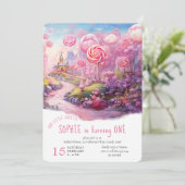 Little Sweety Fairtytale Candy Land 1st Birthday 招待状 (スタンド正面)