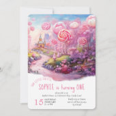 Little Sweety Fairtytale Candy Land 1st Birthday 招待状 (正面)