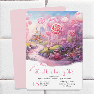 Little Sweety Fairtytale Candy Land 1st Birthday 招待状