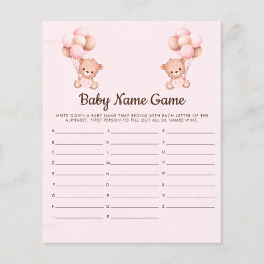 Little Teddy Bear Baby Girl Shower  (正面)