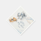 Little Teddy Bear Blue Balloons Clouds Baby Boy スタンダードカクテルナプキン (角)