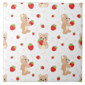 Little teddy bear with strawberry タイル (正面)