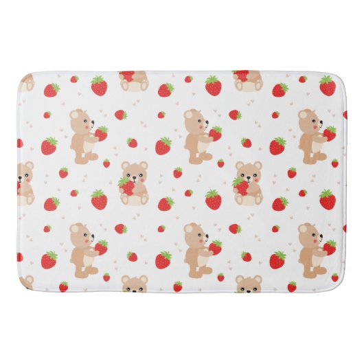 Little teddy bear with strawberry バスマット (正面)