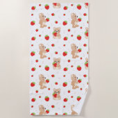 Little teddy bear with strawberry ビーチタオル (正面)