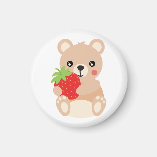 Little teddy bear with strawberry マグネット (正面)