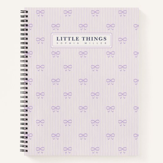 Little Things Personalized Coquette Bows Lilac ノートブック (正面)