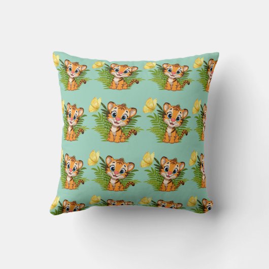  Little Tiger & Butterfly Throw Pillow クッション (裏面)