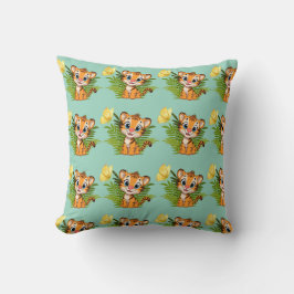  Little Tiger & Butterfly Throw Pillow クッション