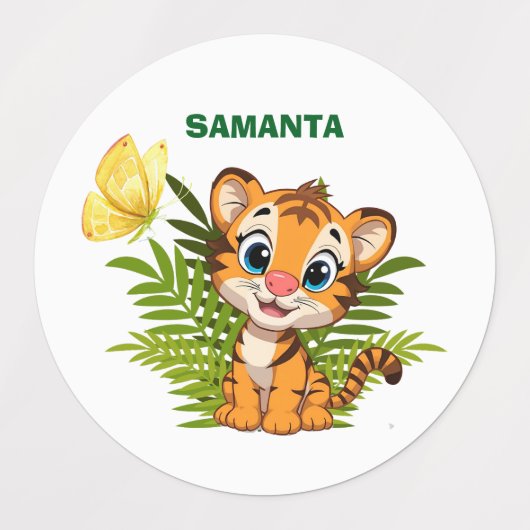 Little Tiger & Butterfly Waterproof Labels ラベル (デザイン1)
