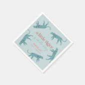 Little Tiger Modern Blue Boy Baby Shower スタンダードカクテルナプキン (角)
