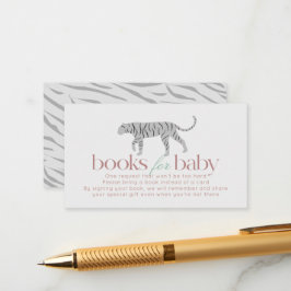 Little Tiger Modern Gray Baby Shower Book Request エンクロージャーカード