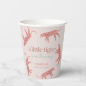 Little Tiger Modern Pink Girl Baby Shower 紙コップ (正面)