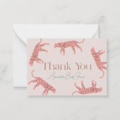 Little Tiger Pink Girl Baby Shower Thank You ノートカード (正面)