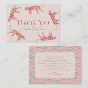 Little Tiger Pink Girl Baby Shower Thank You ノートカード