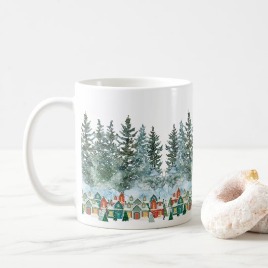 Little town in Winter Mug コーヒーマグカップ (ドーナツ)